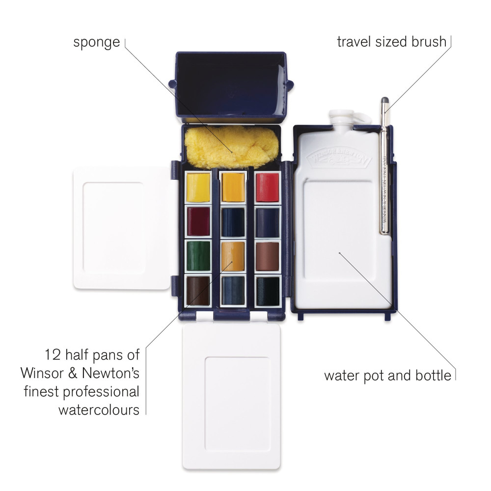 Professional Watercolor half-pans, Field Set - Winsor & Newton - 12 colors