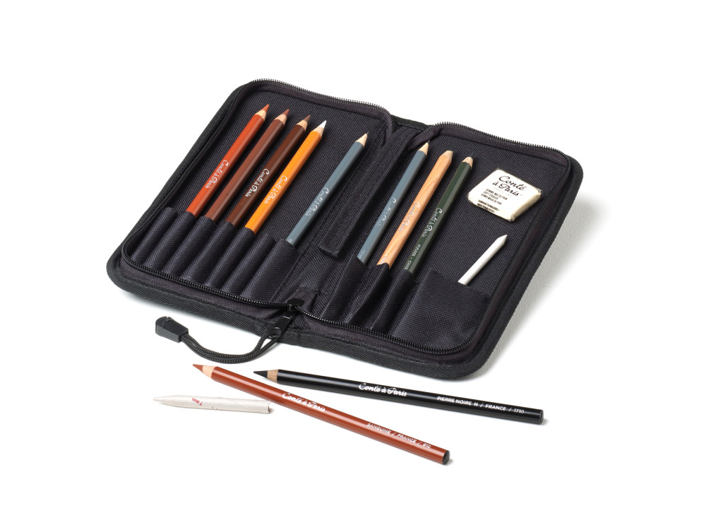 Sketching set in pencil case - Conté à Paris - 13 pcs.