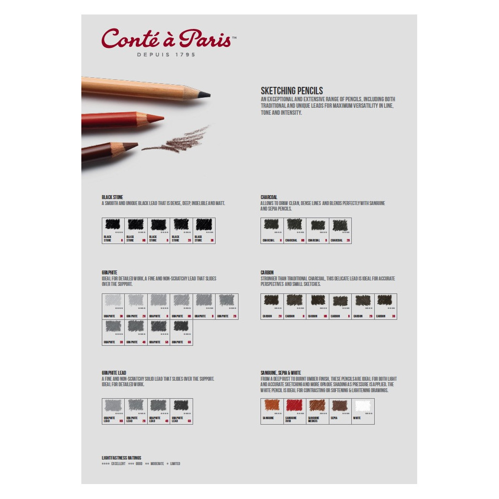 Conte Pencil Sets Sketching Set of 6