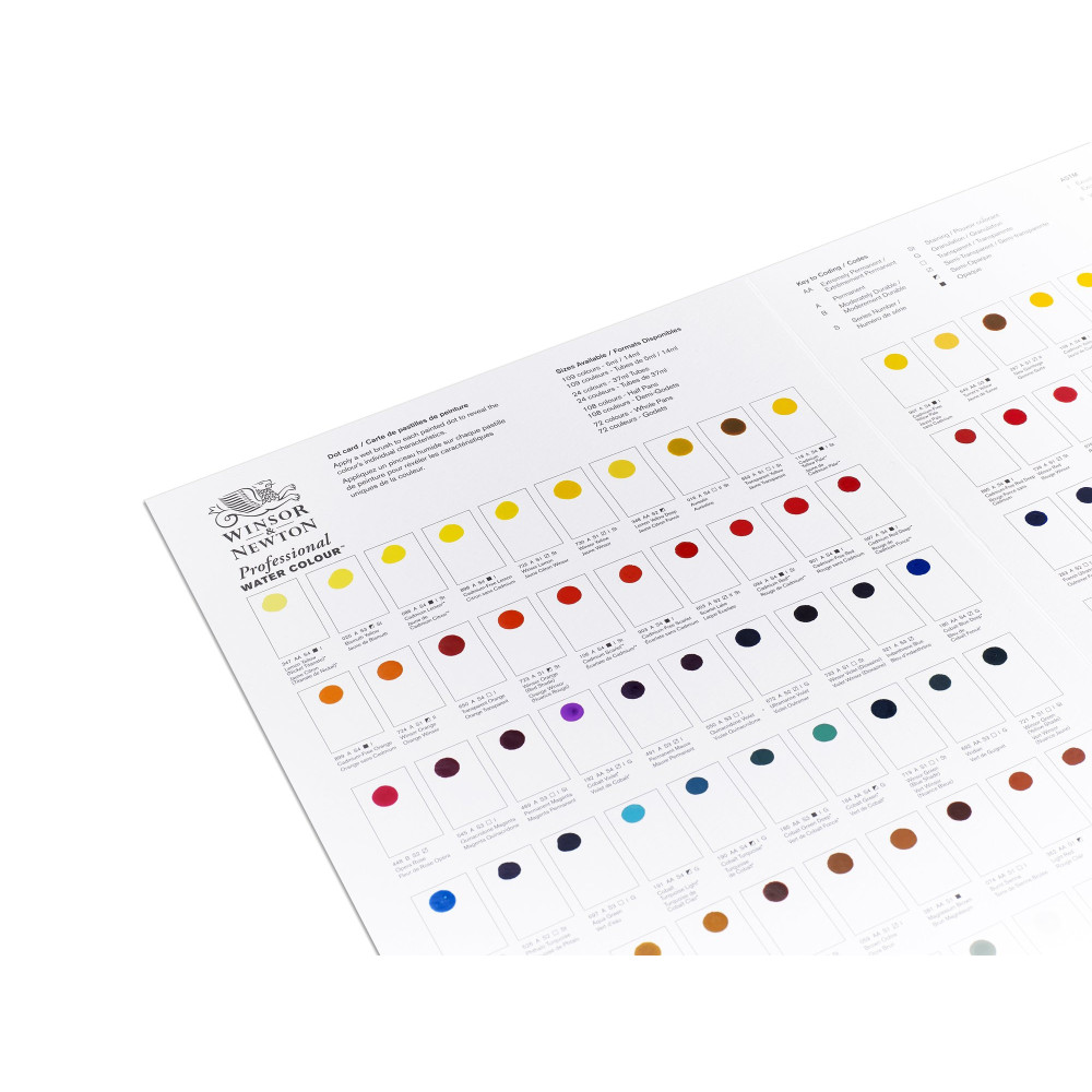 Próbnik farb Dot Card Professional Watercolor - Winsor & Newton - 109 kolorów