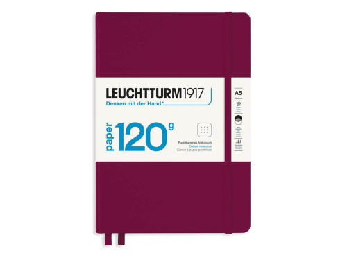 Notebook, A5 - Leuchtturm1917 - dotted, Port Red, hard cover, 120 g