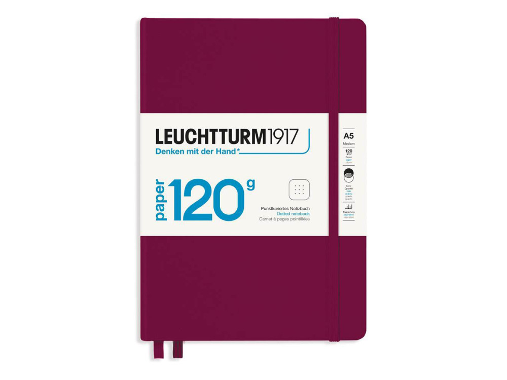Notebook, A5 - Leuchtturm1917 - dotted, Port Red, hard cover, 120 g