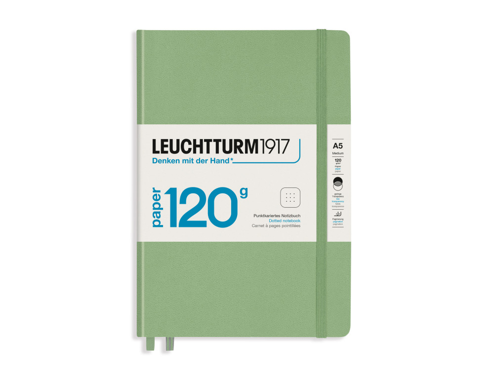 Notebook, A5 - Leuchtturm1917 - dotted, Sage, hard cover, 120 g