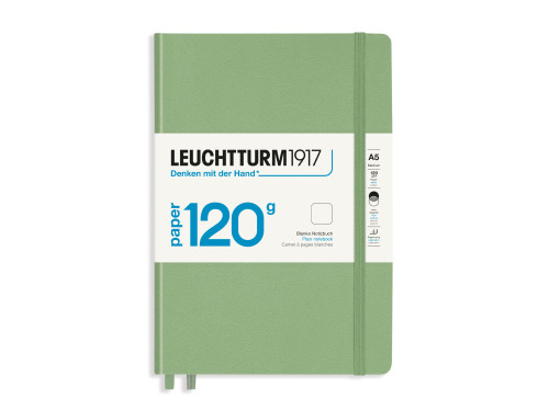 Notebook, A5 - Leuchtturm1917 - plain, Sage, hard cover, 120 g