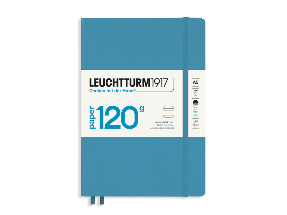 Notebook, A5 - Leuchtturm1917 - ruled, Nordic Blue, hard cover, 120 g
