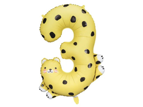 Foil balloon, Number 3 - Cheetah, 68 x 98 cm