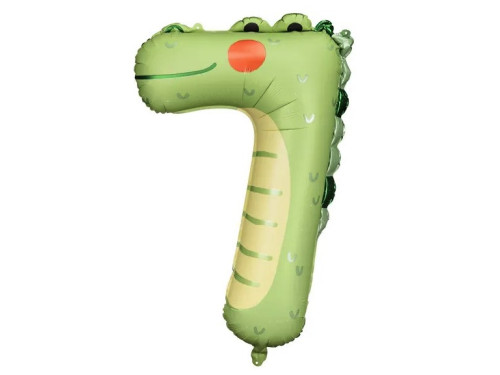 Balon foliowy, Cyfra 7 - Krokodyl, 56 x 85 cm