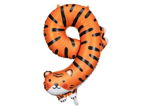Foil balloon, Number 9 - Tiger, 64 x 87 cm