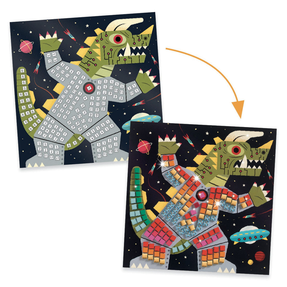 Art set for kids, mosaic - Djeco - Space battle