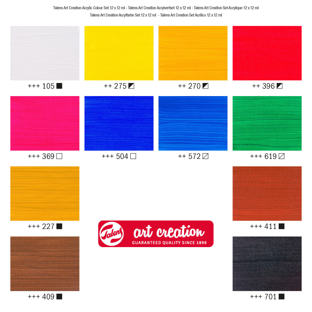 Zestaw farb akrylowych - Talens Art Creation - 12 kolorów x 12 ml