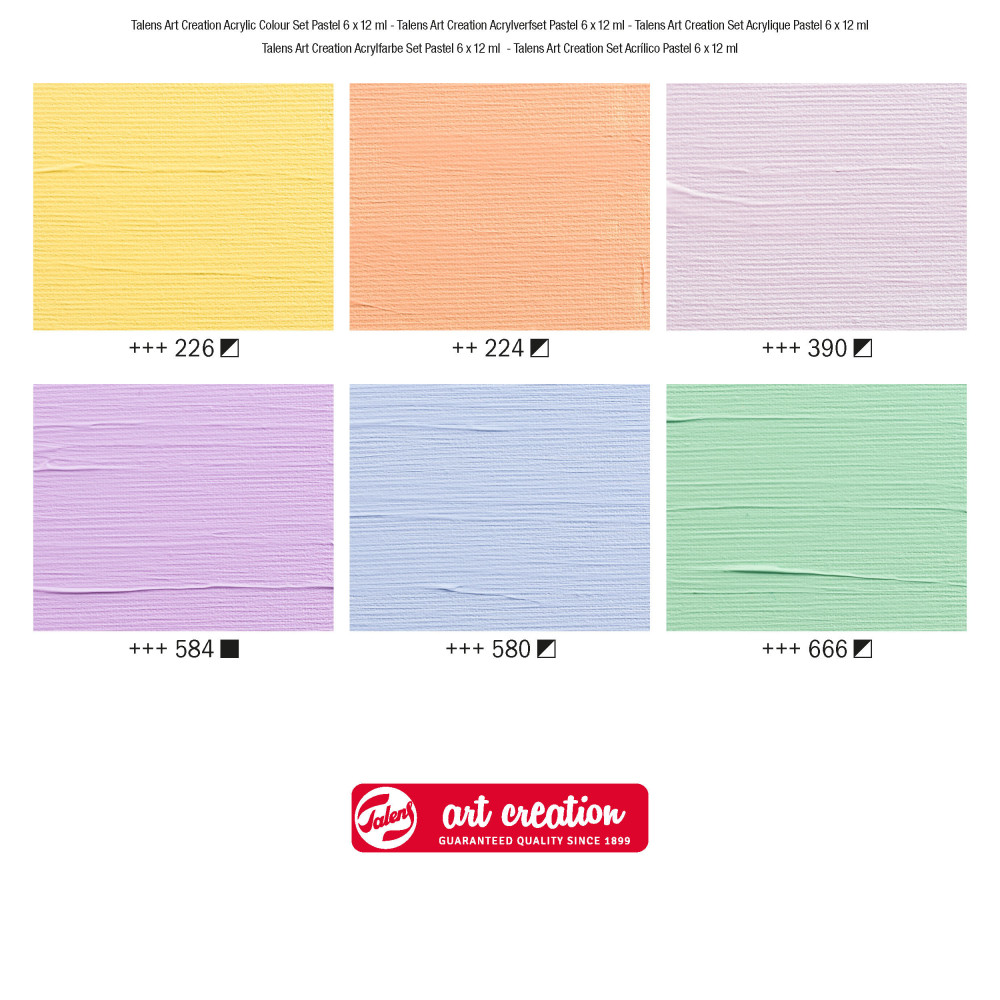Zestaw farb akrylowych, Pastel - Talens Art Creation - 6 kolorów x 12 ml