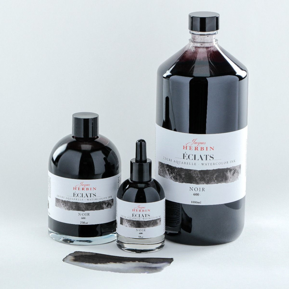 Atrament akwarelowy Éclats Ink - J.Herbin - 600, Black, 50 ml