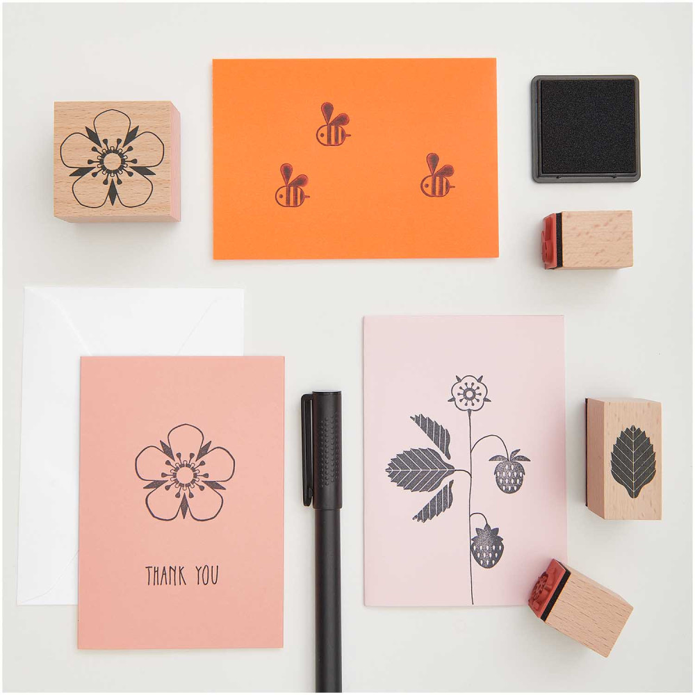 Wooden stamp set, Just Bees - Paper Poetry - 8 pcs.