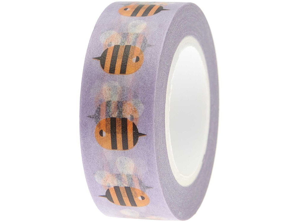 Washi tape, Bees - Paper Poetry - violet, 15 mm x 10 m