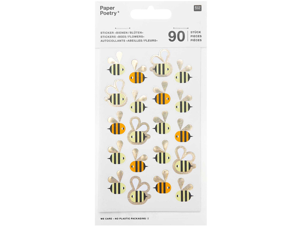 Paper stickers, Bees - Paper Poetry - 90 pcs.