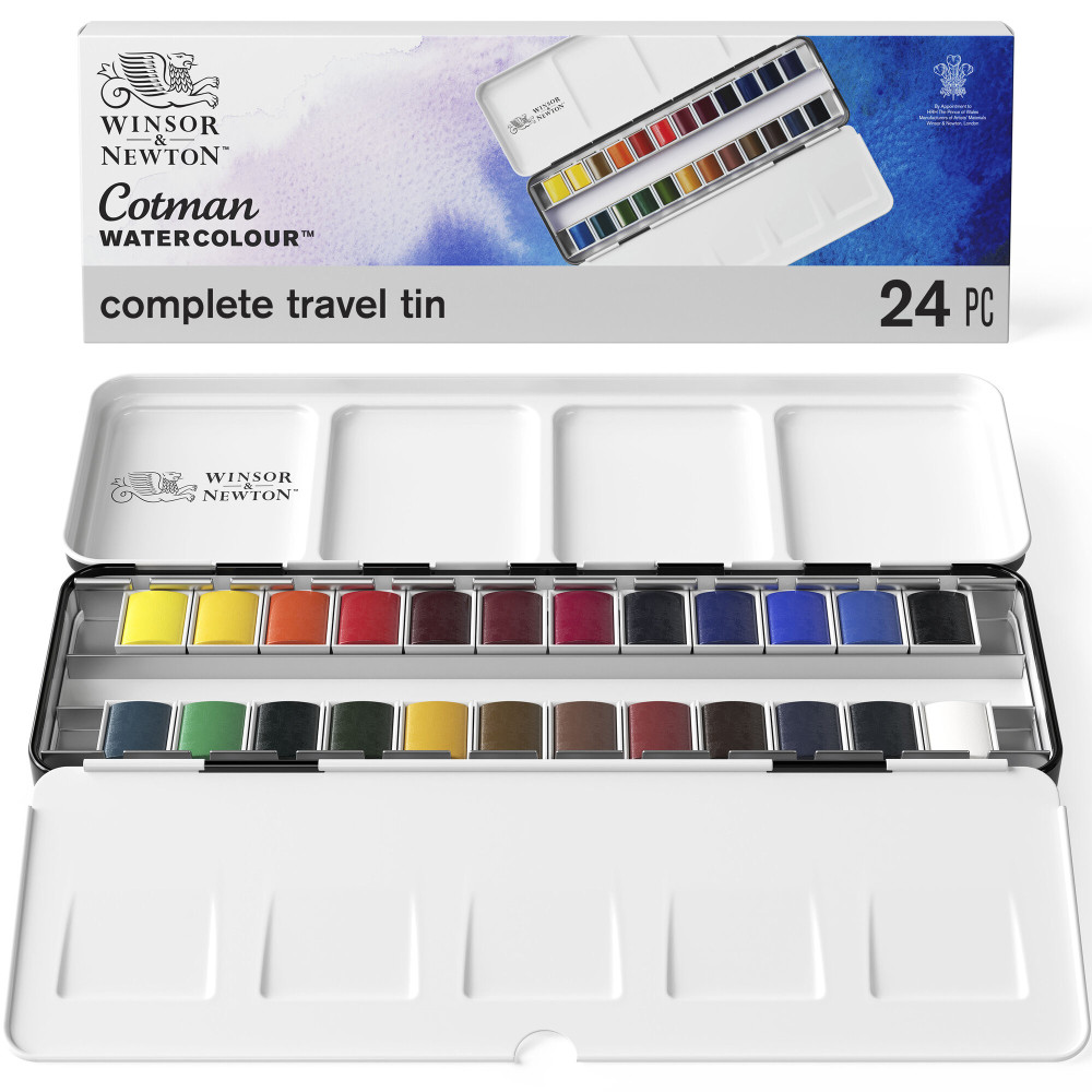 Zestaw farb akwarelowych Cotman Complete Travel - Winsor & Newton - 24 kolory