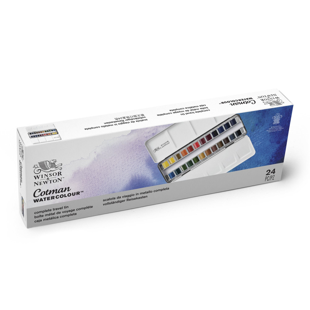 Watercolors Cotman Complete Travel Tin Set - Winsor & Newton - 24 colors