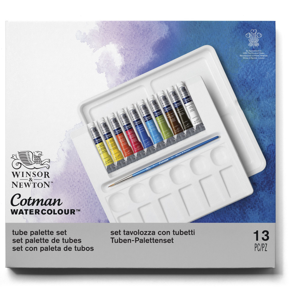 Zestaw farb akwarelowych Cotman w tubkach - Winsor & Newton - 13 szt.