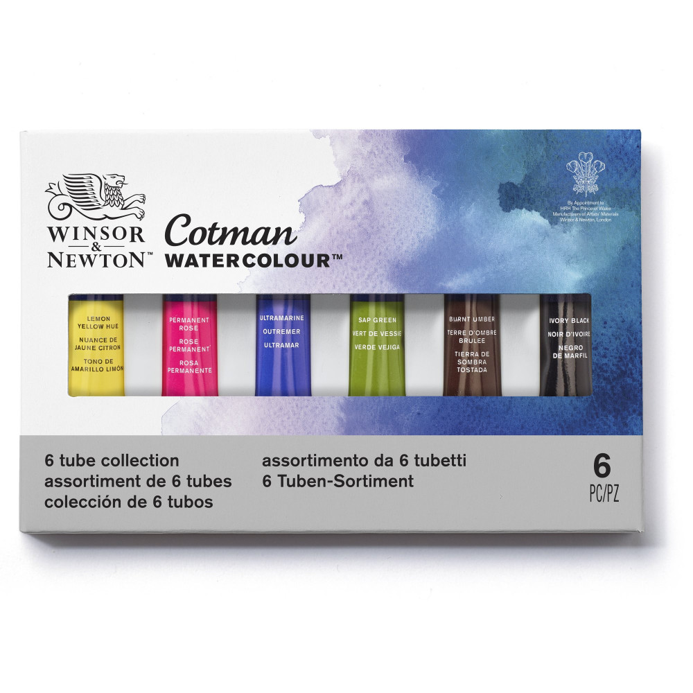 Zestaw farb akwarelowych Cotman w tubkach - Winsor & Newton - 6 kolorów