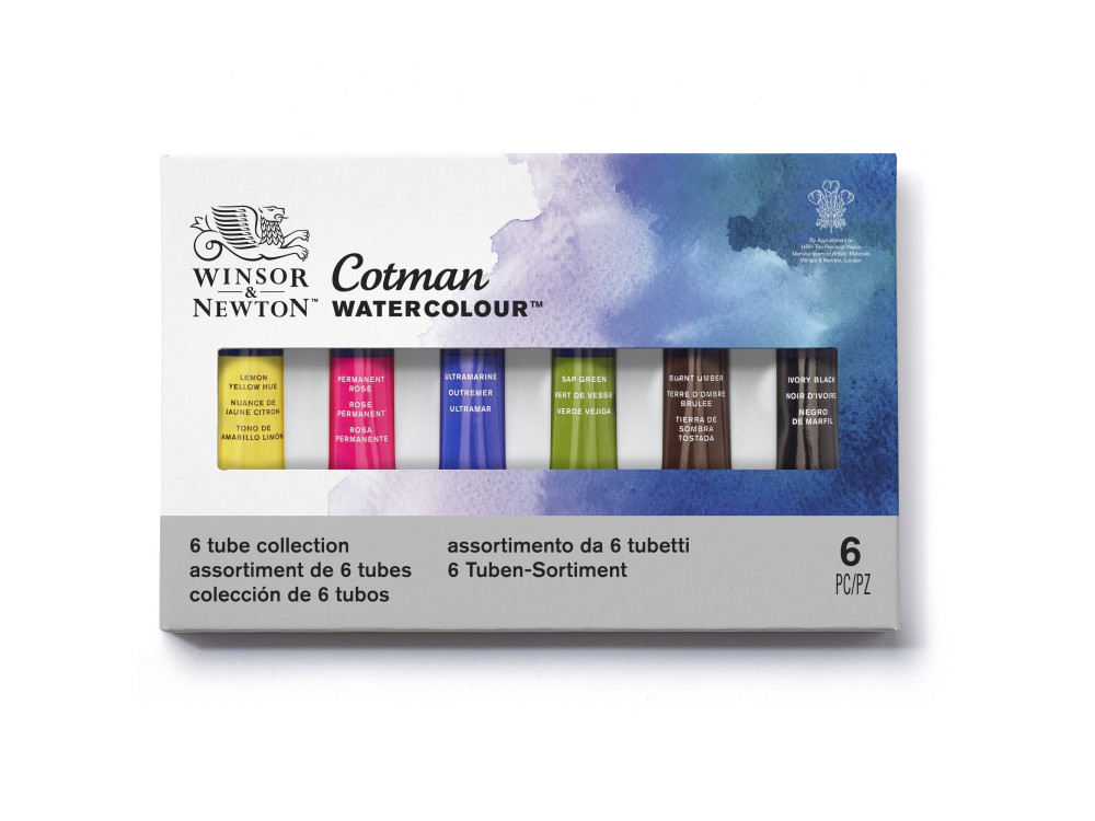 Set of Cotman watercolor paints in tubes - Winsor & Newton - 6 pcs.