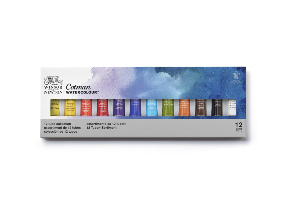 Set of Cotman watercolor paints in tubes - Winsor & Newton - 12 pcs.