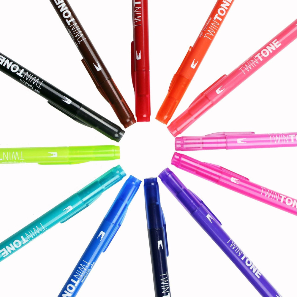 Set of TwinTone Dual Tip Markers, Brights - Tombow - 12 pcs.
