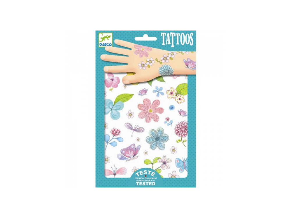 Zestaw tatuaży brokatowych dla dzieci - Djeco - Kwiaty