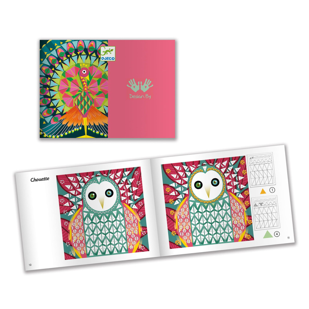 Art set for kids, mosaic - Djeco - Peacock and owl