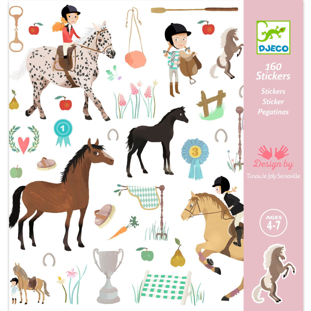 Set of stickers, Horses - Djeco - 160 pcs.