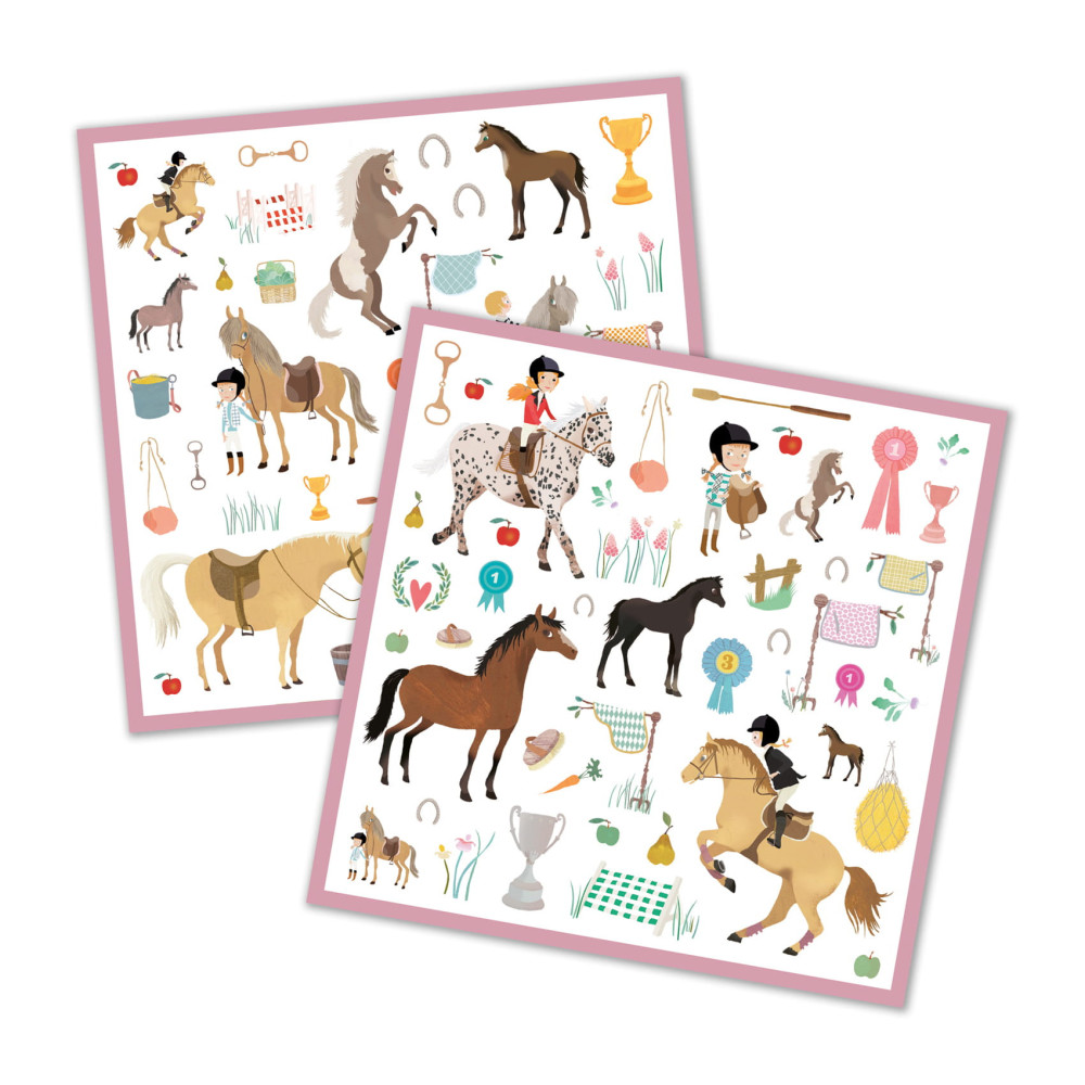 Set of stickers, Horses - Djeco - 160 pcs.