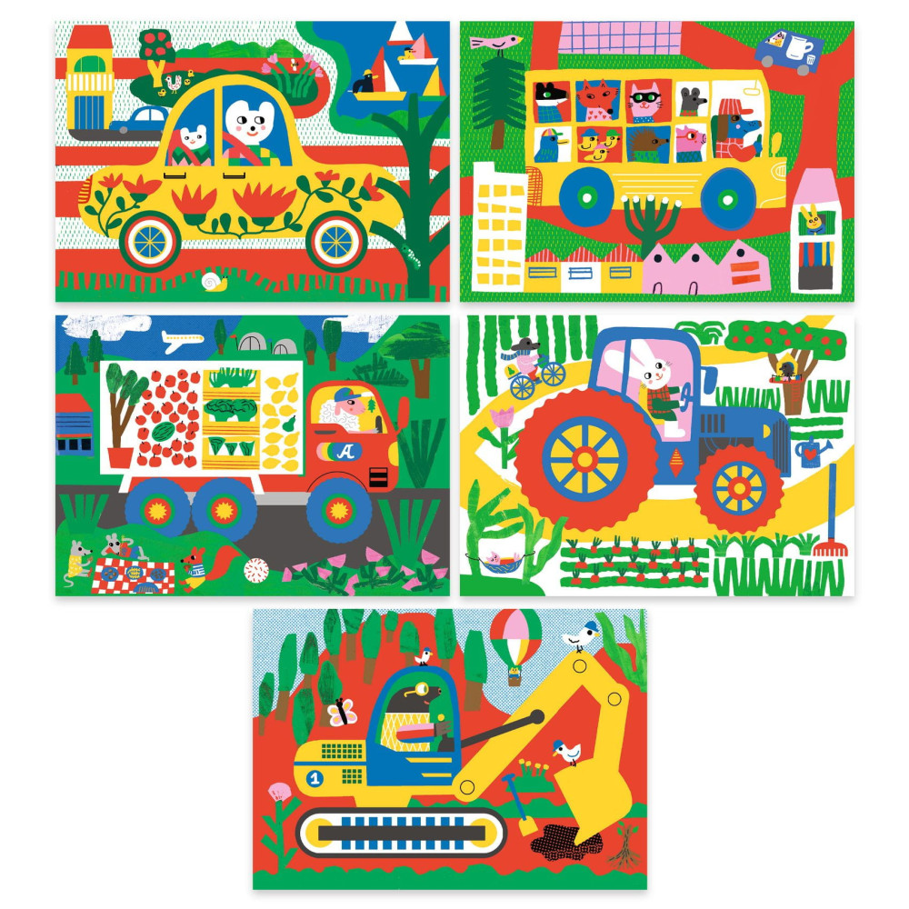Scratch boards for toddlers - Djeco - Learning about vehicles