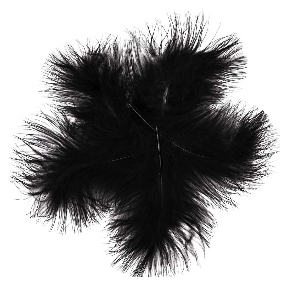 Decorative turkey feathers - DpCraft - black, 15 cm, 5 pcs.
