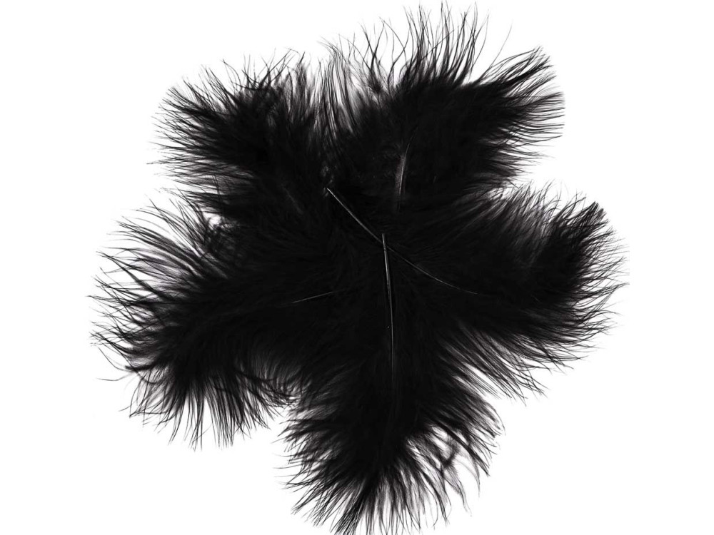 Decorative turkey feathers - DpCraft - black, 15 cm, 5 pcs.