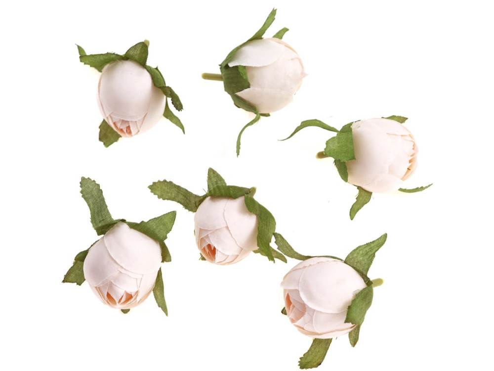 Rose flower heads - DpCraft - ecru, 3 cm, 6 pcs.