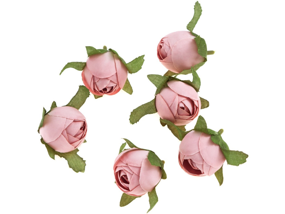 Główki kwiatowe Róże - DpCraft - jasnoróżowe, 3 cm, 6 szt.