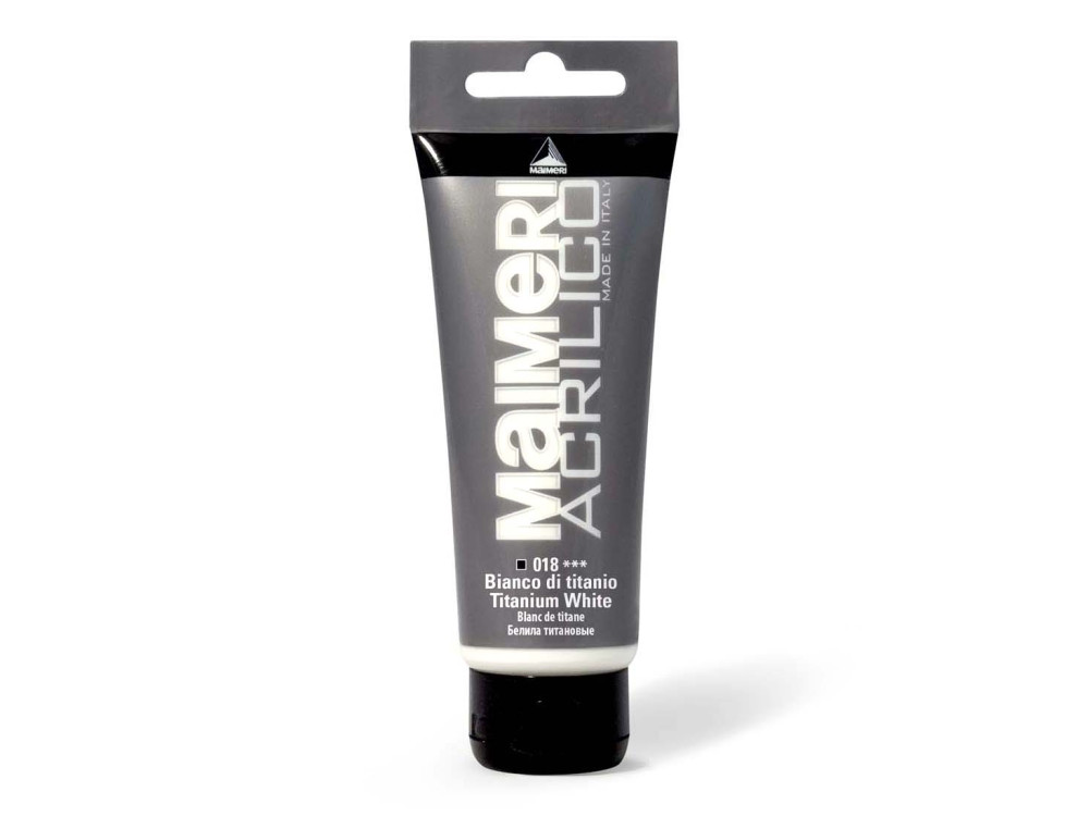 Farba akrylowa Acrilico - Maimeri - 018, Titanium White, 200 ml