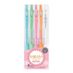 Zestaw długopisów żelowych Sarasa - Zebra - Milk Color, 5 kolorów