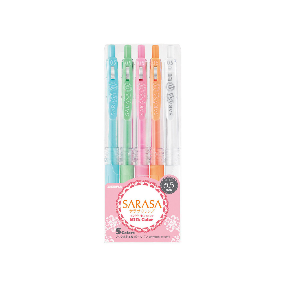 Set of Sarasa gel pens - Zebra - Milk Colors, 5 pcs.