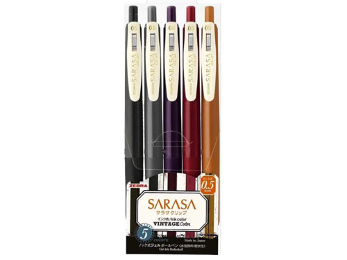 Set of Sarasa gel pens - Zebra - Vintage 2, 5 pcs.