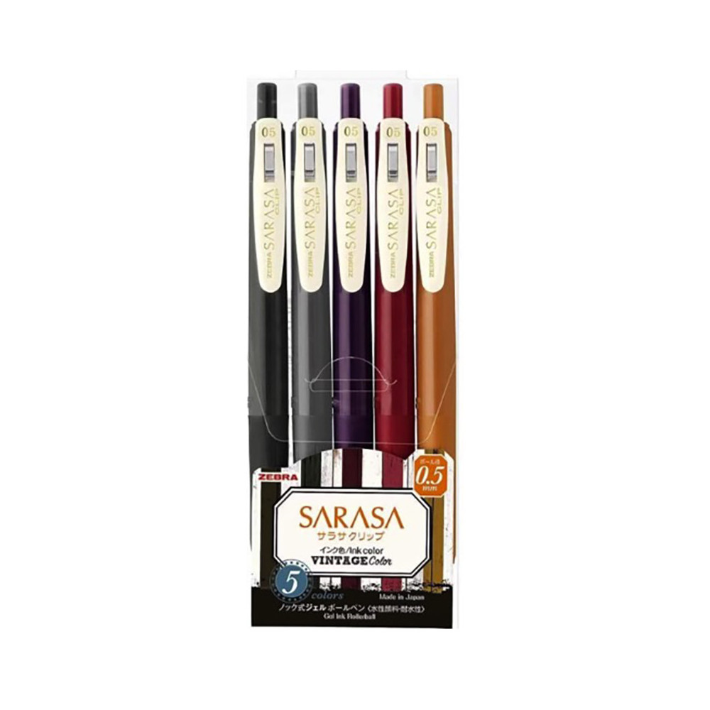 Zestaw długopisów żelowych Sarasa - Zebra - Vintage 2, 5 kolorów