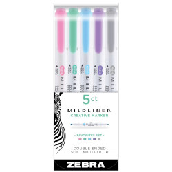 Zestaw dwustronnych zakreślaczy Mildliner Favorites - Zebra - 5 kolorów