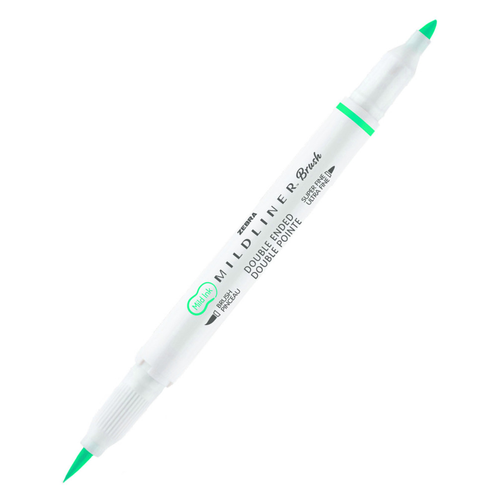 Double ended Mildliner Brush Pen - Zebra - Fluorescent Blue Green