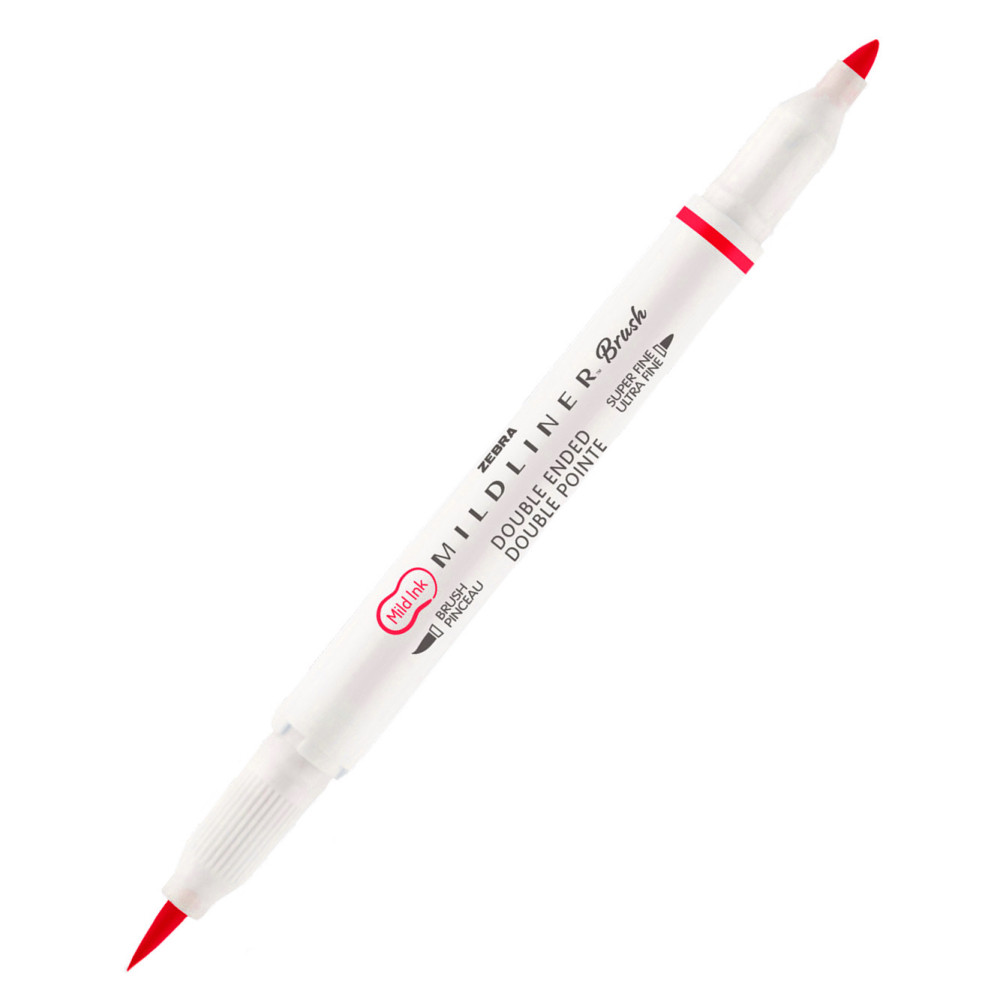 Double ended Mildliner Brush Pen - Zebra - Cool & Refined Red