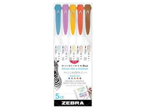 Set of double ended Mildliner Brush Pens - Zebra - Warm, 5 pcs.