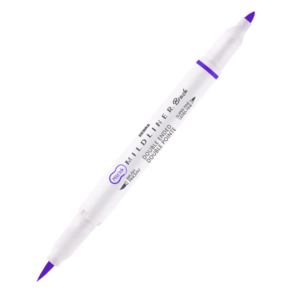 Double ended Mildliner Brush Pen - Zebra - Bright Lavender