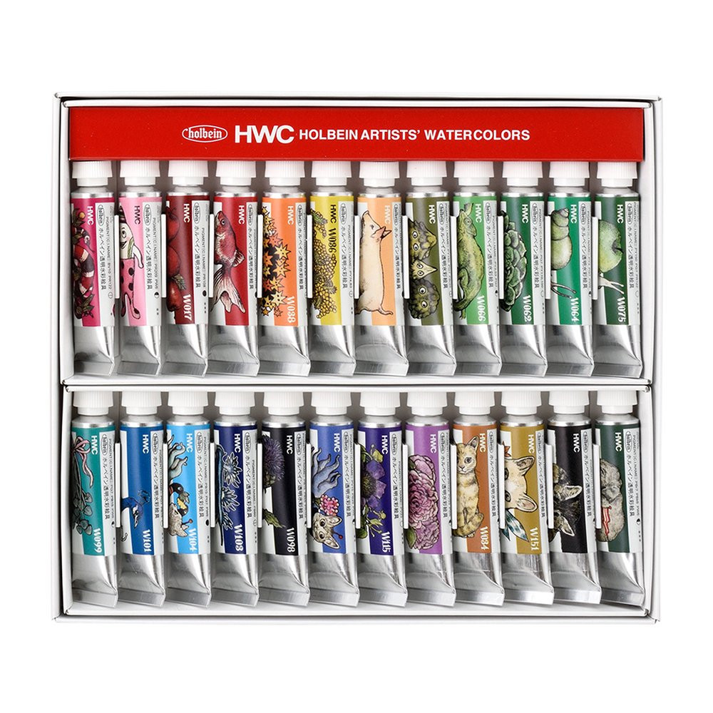 Artists' Watercolor paints set - Holbein x Yuko Higuchi - 24 colors x 5 ml