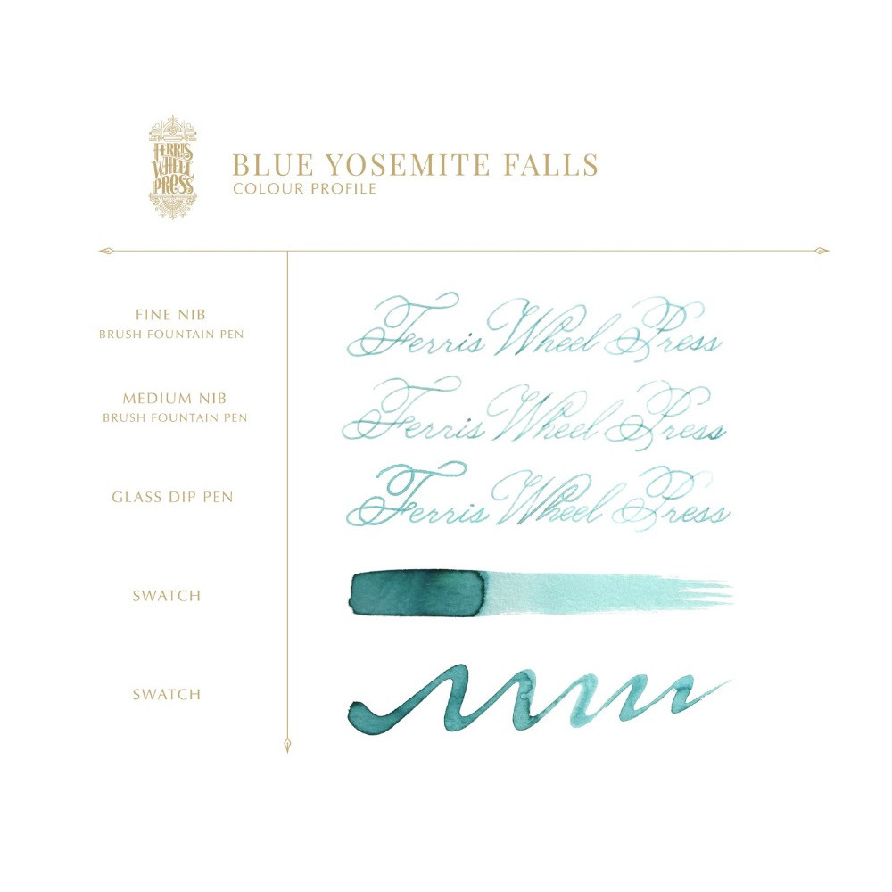 Calligraphy ink, Dreaming in California - Ferris Wheel Press - Blue Yosemite Falls, 38 ml