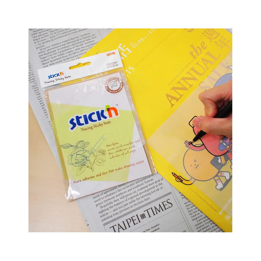Karteczki samoprzylepne przezroczyste Stick'N - 101 x 150 mm, 30 szt.