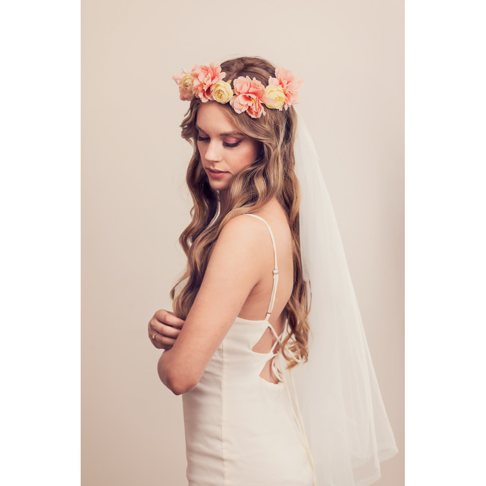 Flower crown with veil - 17 cm