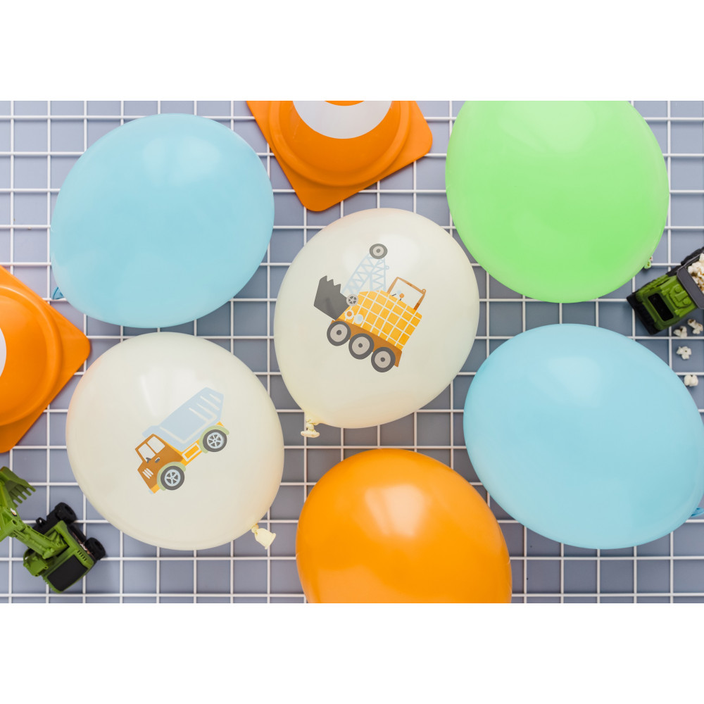 Latex balloons, Construction vehicles - 30 cm, 6 pcs.